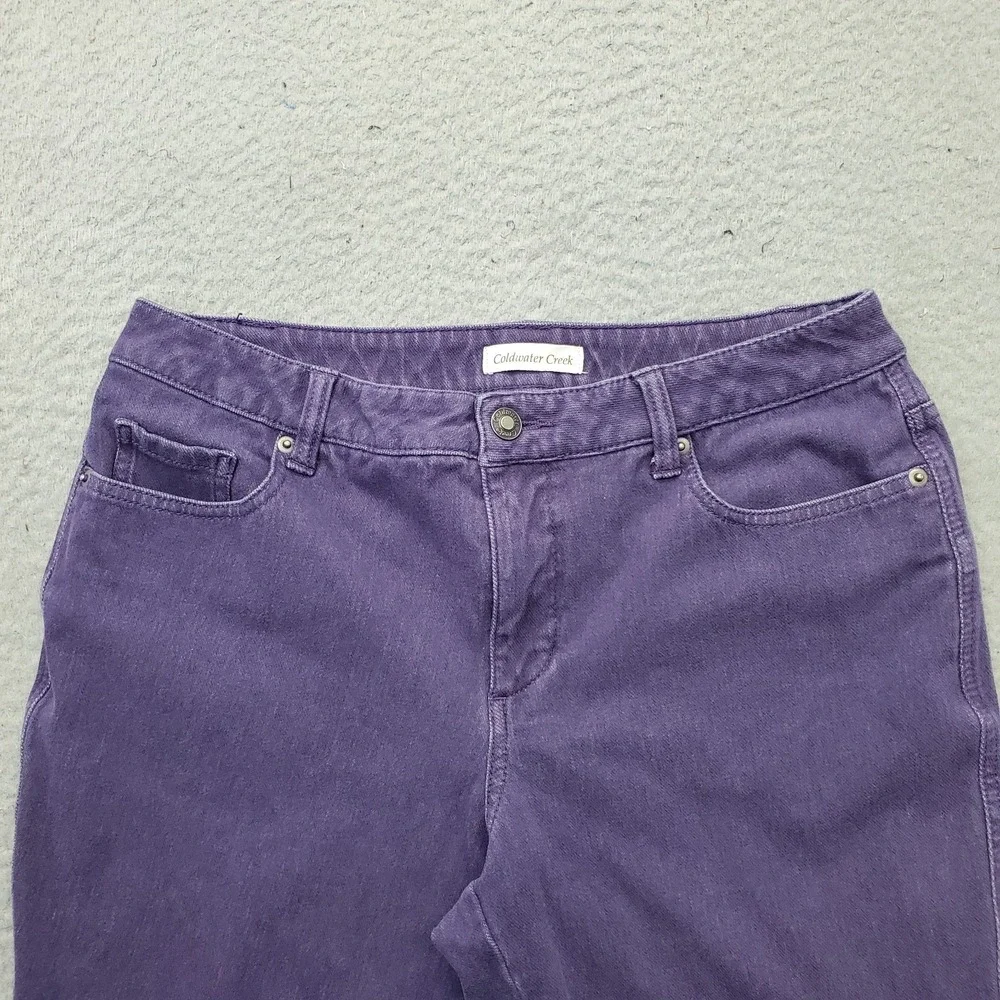 Coldwater Creek Flared Leg Jeans Womens 12P Purple Denim Stretch Streetwear